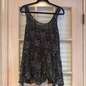 Free People Grey and Black Tiered Tank